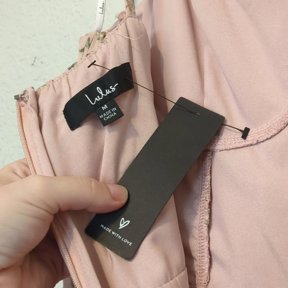 Lulu's Cascading Crush blush pink floral tiered sleeveless bustier midi dress - Picture 11 of 12
